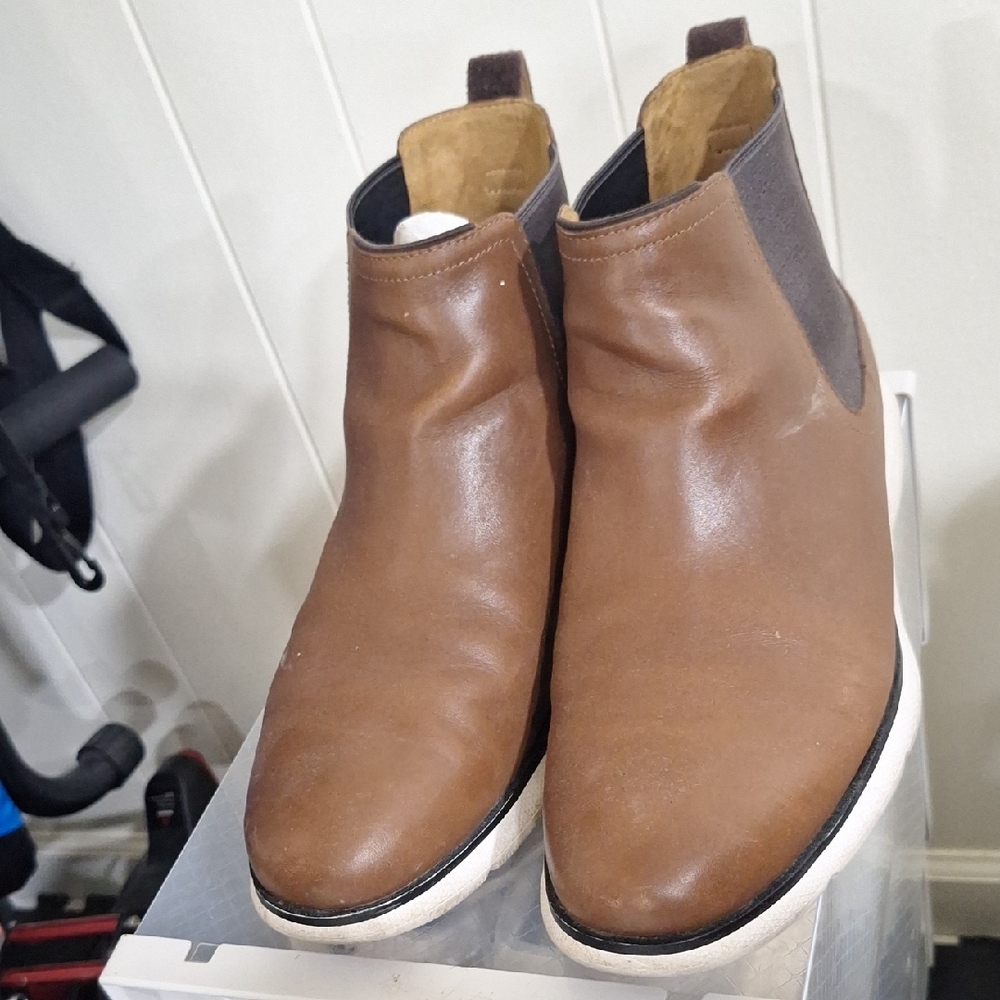 Cole Haan Brown Leather Chelsea Boots with Elastic Panels
